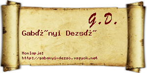 Gabányi Dezső névjegykártya